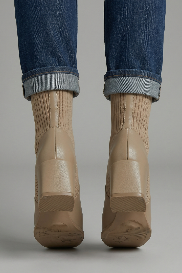 Bottines chaussettes à talon bloc et bout pointu — Amielle Paris