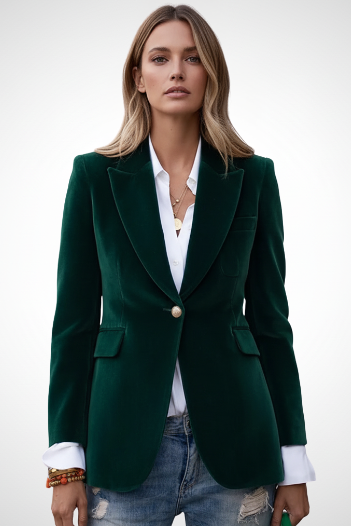 Blazer ajusté en velours à revers en pointe — Amielle Paris