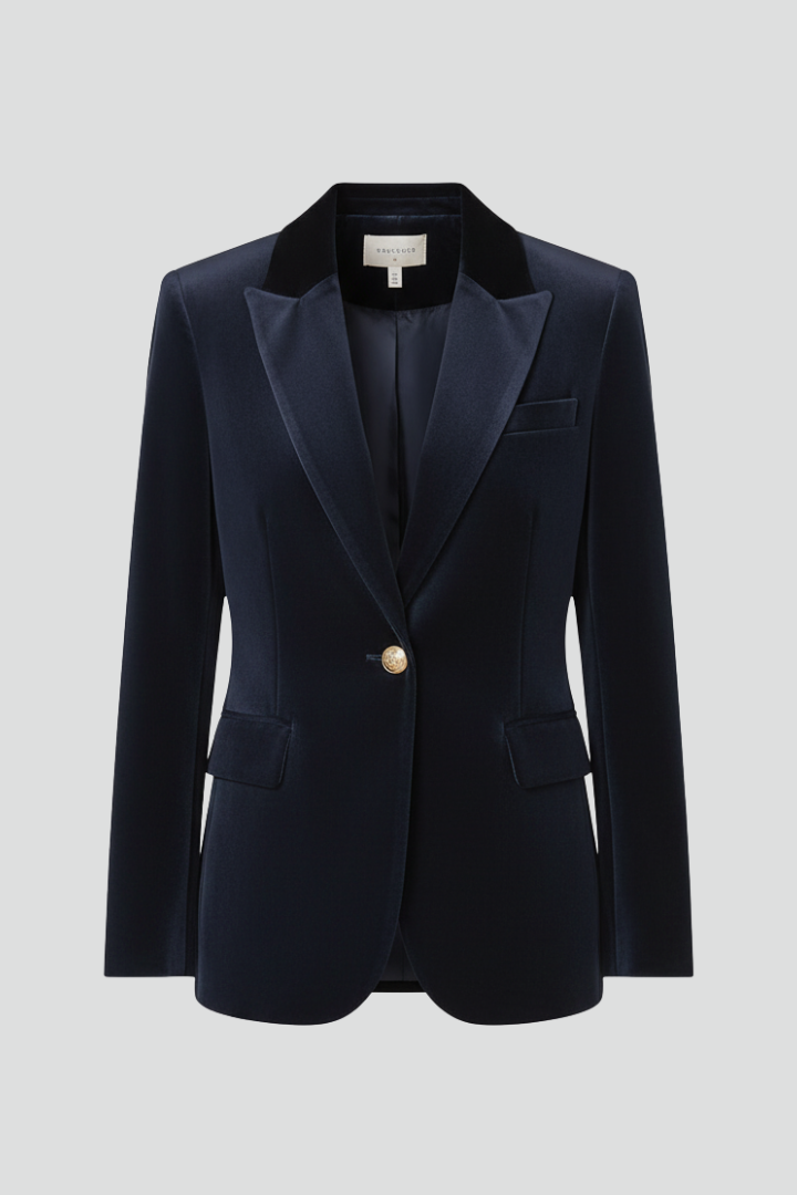 Blazer ajusté en velours à revers en pointe — Amielle Paris