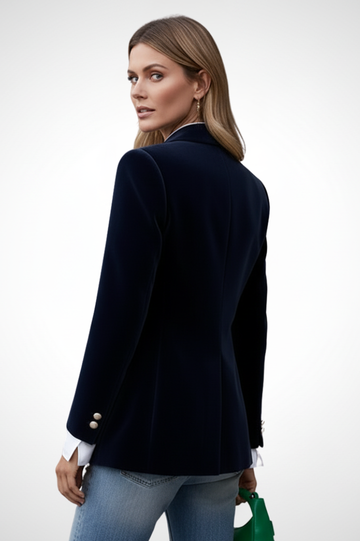 Blazer ajusté en velours à revers en pointe — Amielle Paris