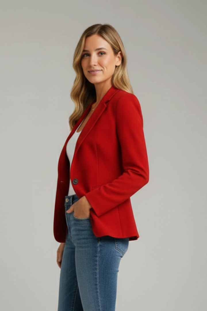 Blazer ajusté à revers crantés et bouton unique — Amielle Paris