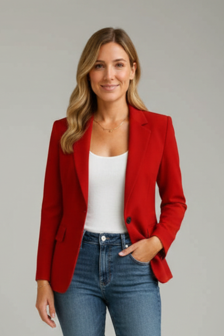 Blazer ajusté à revers crantés et bouton unique — Amielle Paris