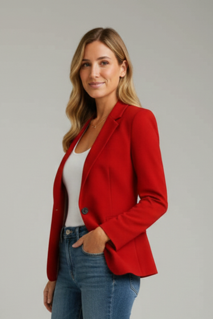 Blazer ajusté à revers crantés et bouton unique — Amielle Paris