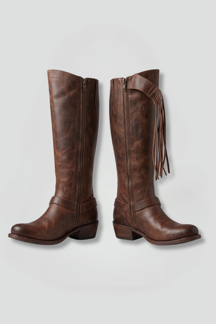 Bottes western à franges et zip latéral — Amielle Paris