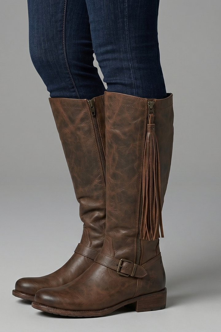 Bottes western à franges et zip latéral — Amielle Paris