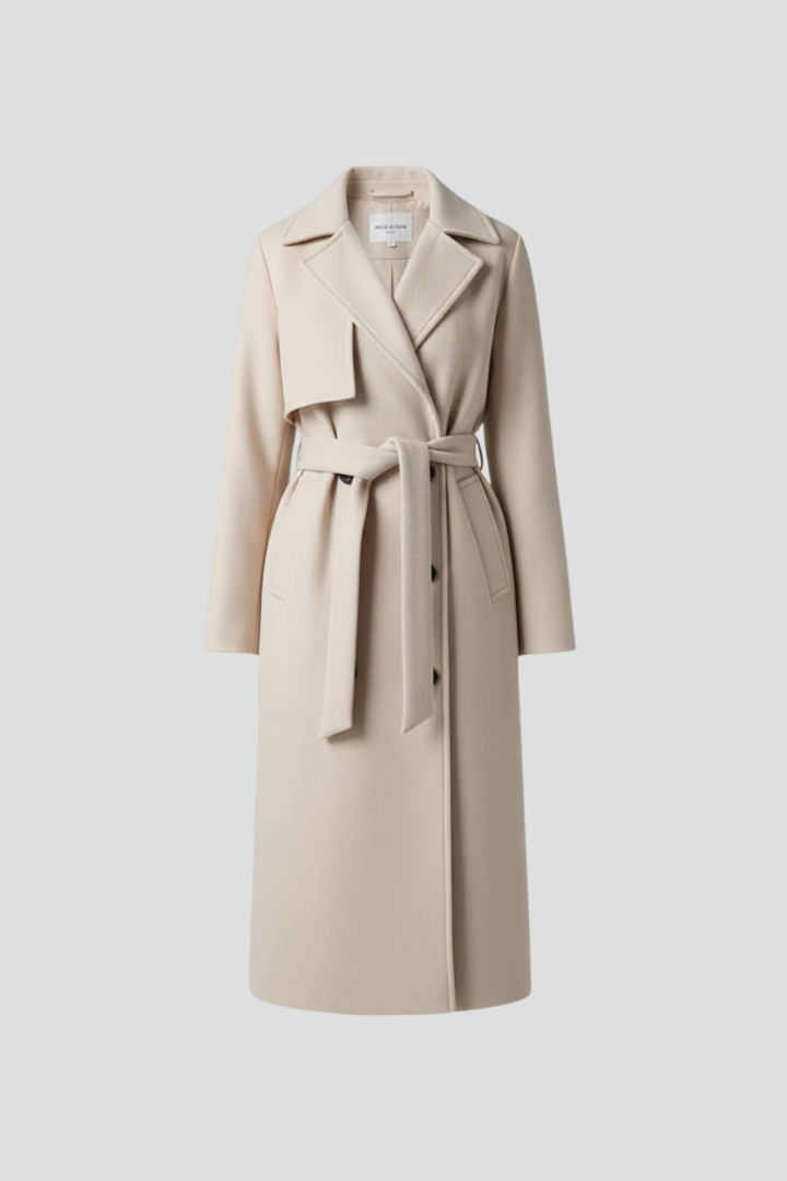 Vivienne — Manteau long croisé à ceinture — Amielle Paris