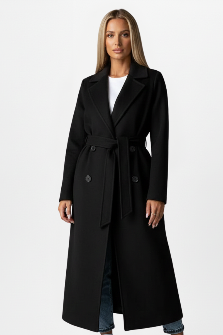 Vivienne — Manteau long croisé à ceinture — Amielle Paris