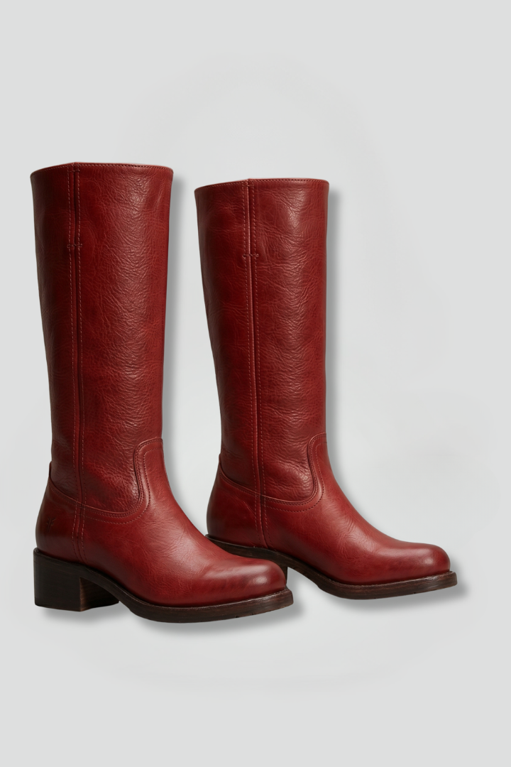 Bottes hautes aspect cuir à bout rond — Amielle Paris