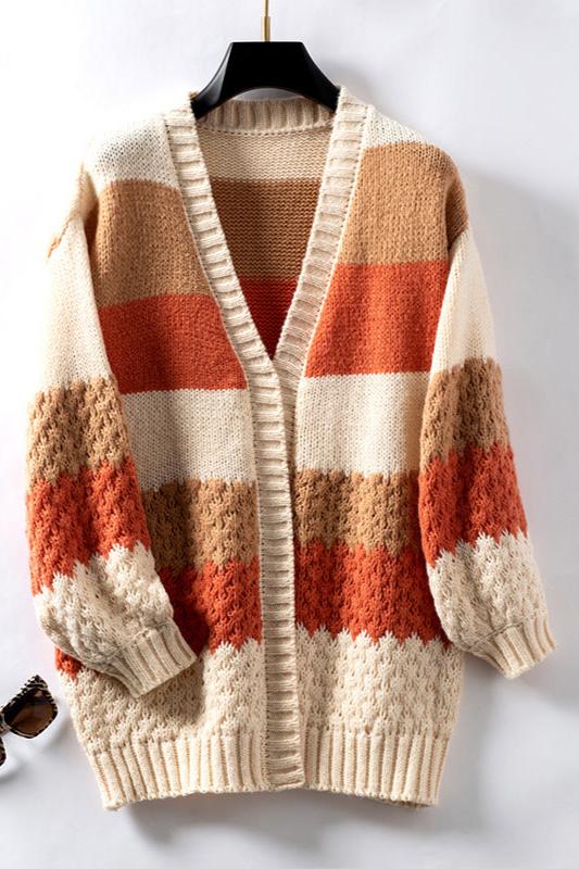 Gilet ample ouvert à rayures multicolores — Amielle Paris