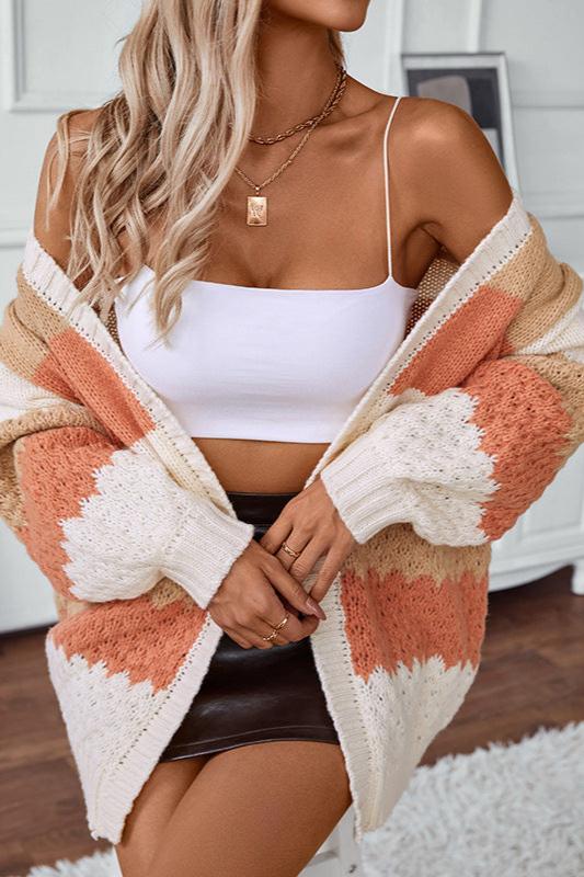 Gilet ample ouvert à rayures multicolores — Amielle Paris