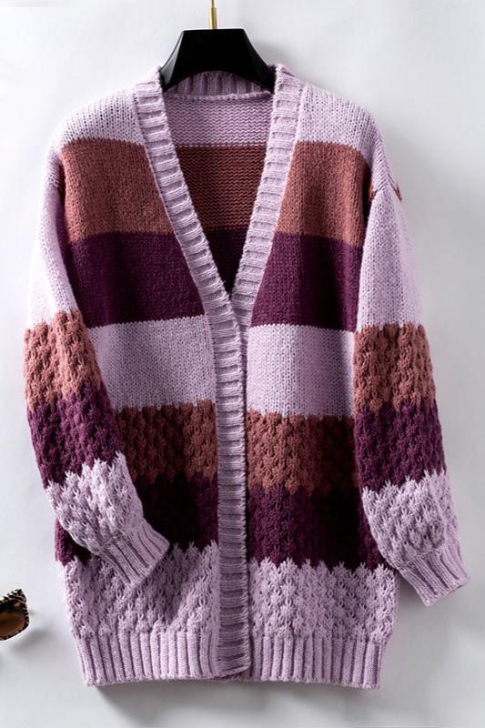 Gilet ample ouvert à rayures multicolores — Amielle Paris