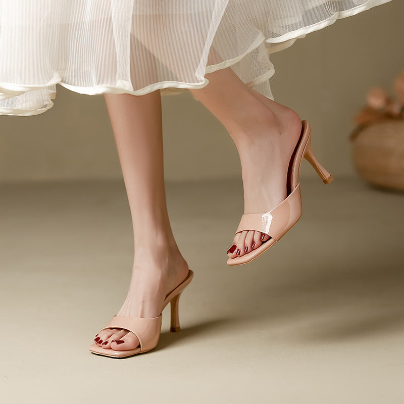 Mules à bout carré ouvert et talon aiguille — Amielle Paris