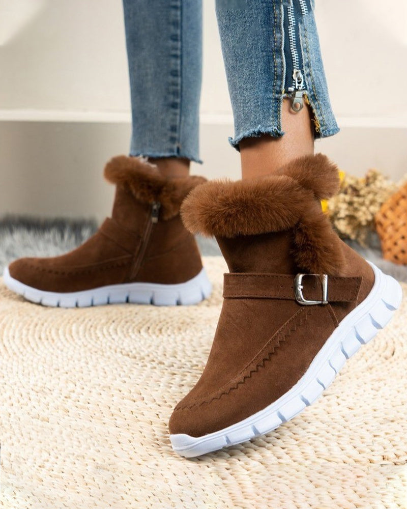 Bottines d'hiver à boucle et bordure fourrée — Amielle Paris