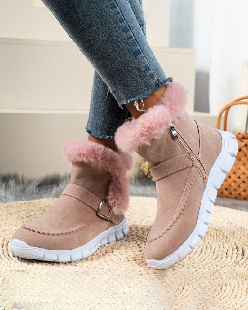 Bottines d'hiver à boucle et bordure fourrée — Amielle Paris