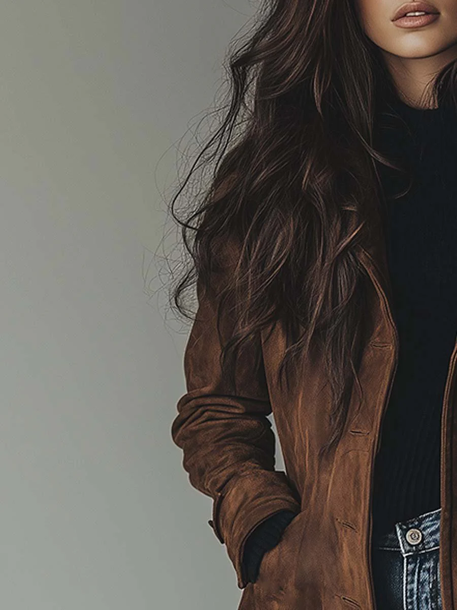 Selena — Manteau boutonné à finition veloutée — Amielle Paris