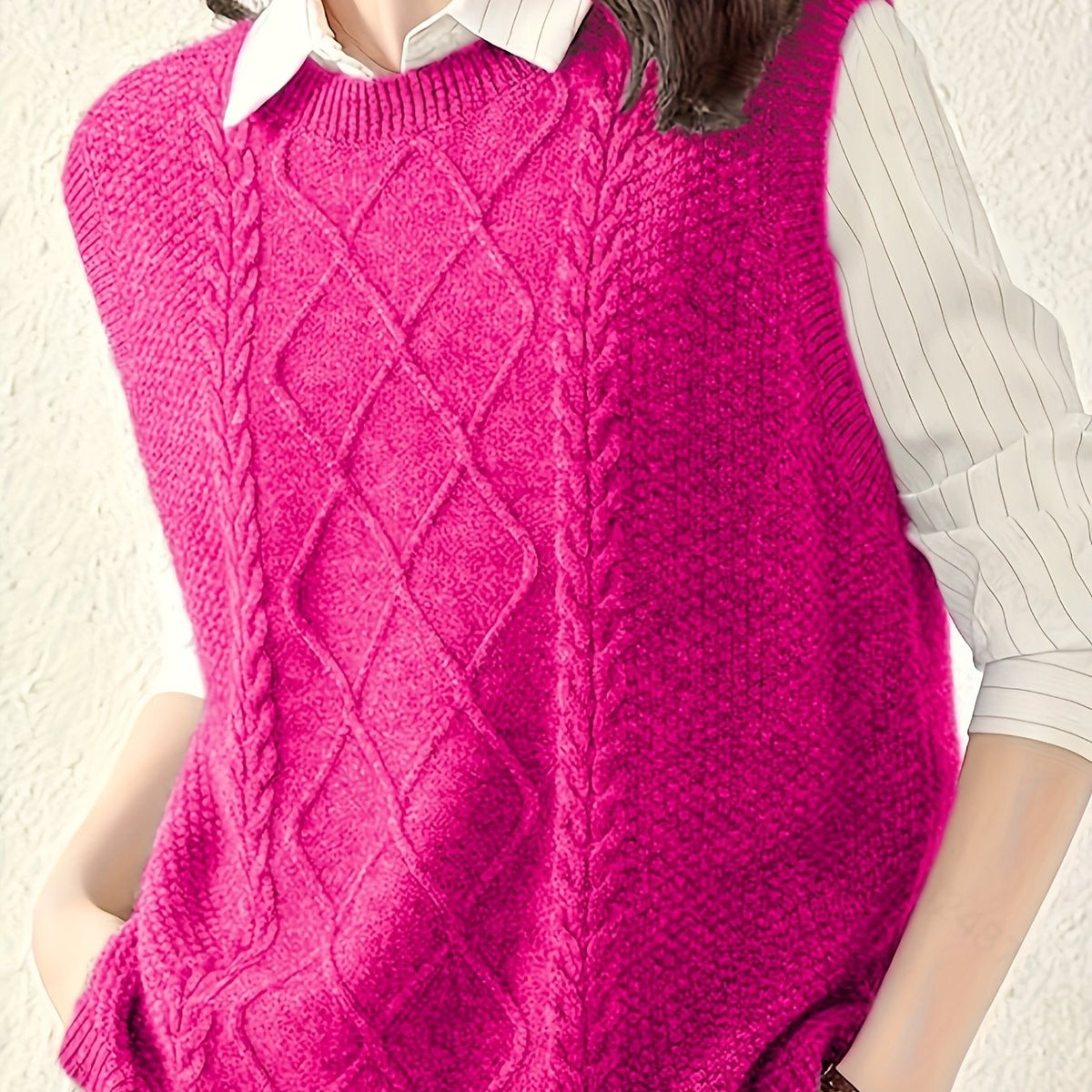Pull sans manches en maille torsadée — Amielle Paris
