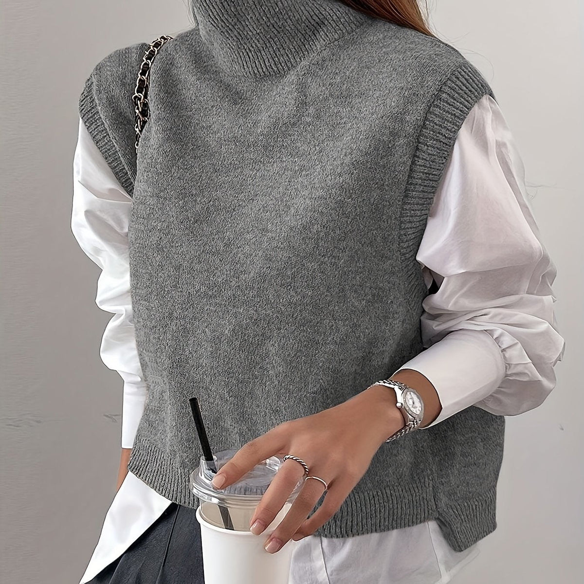 Pull sans manches à col roulé — vue 12