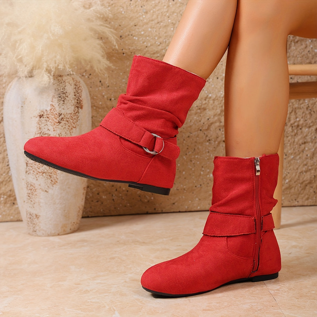 Helena | Bottines plissées à boucle — Amielle Paris