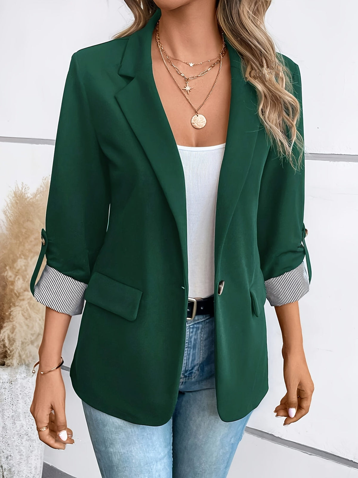 Blazer ouvert à revers crantés — Amielle Paris