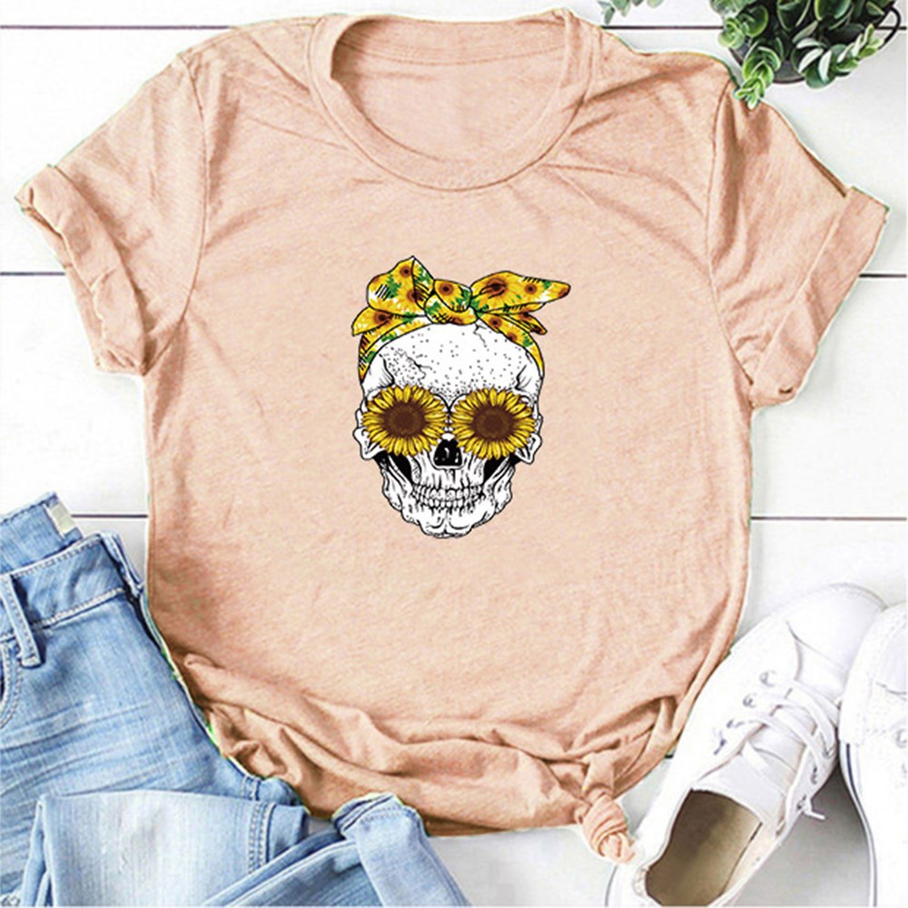 Miss Spooky — T-shirt tête de mort fleuri — vue 3