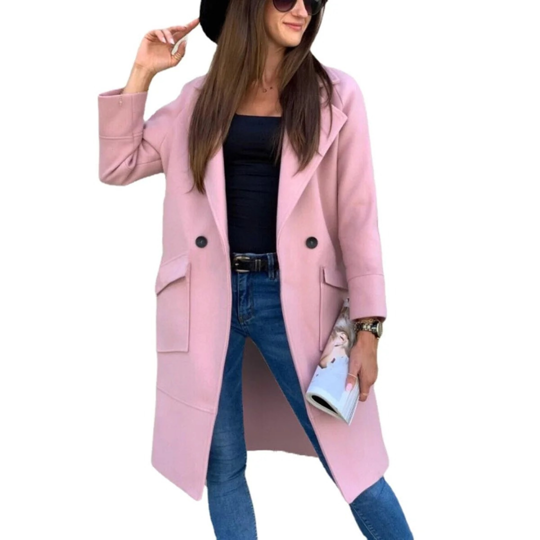 Manteau long boutonné à poches plaquées — Amielle Paris