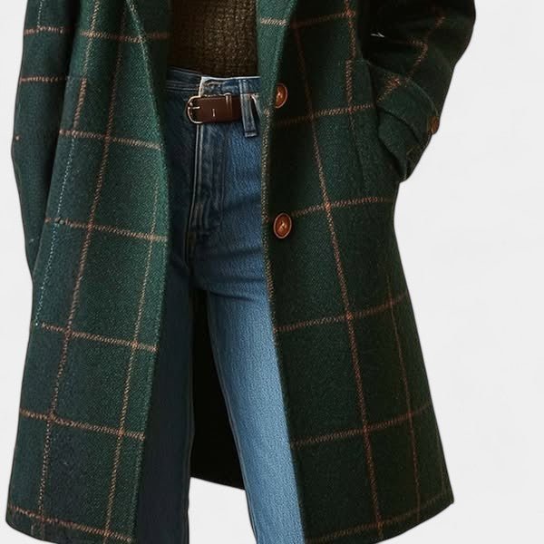 Elena — Manteau à carreaux et col tailleur — Amielle Paris