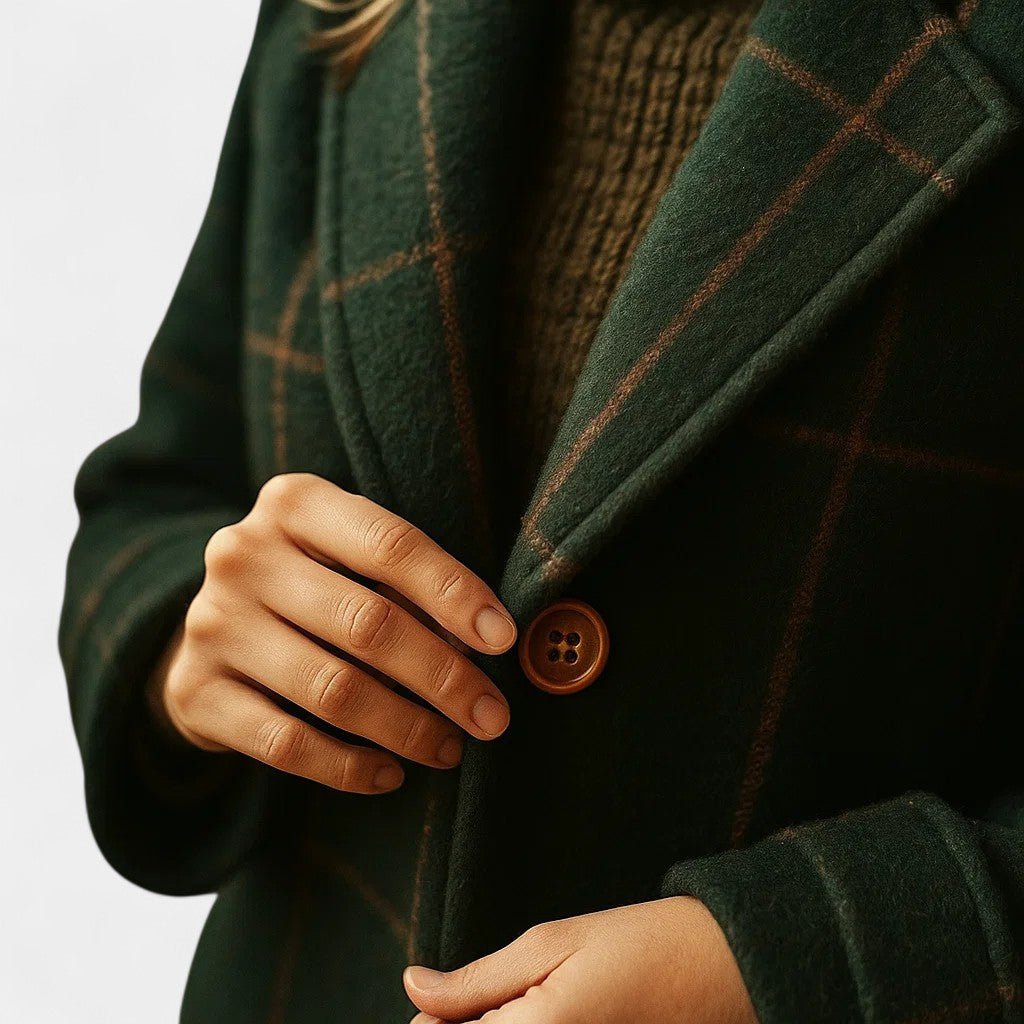 Elena — Manteau à carreaux et col tailleur — Amielle Paris