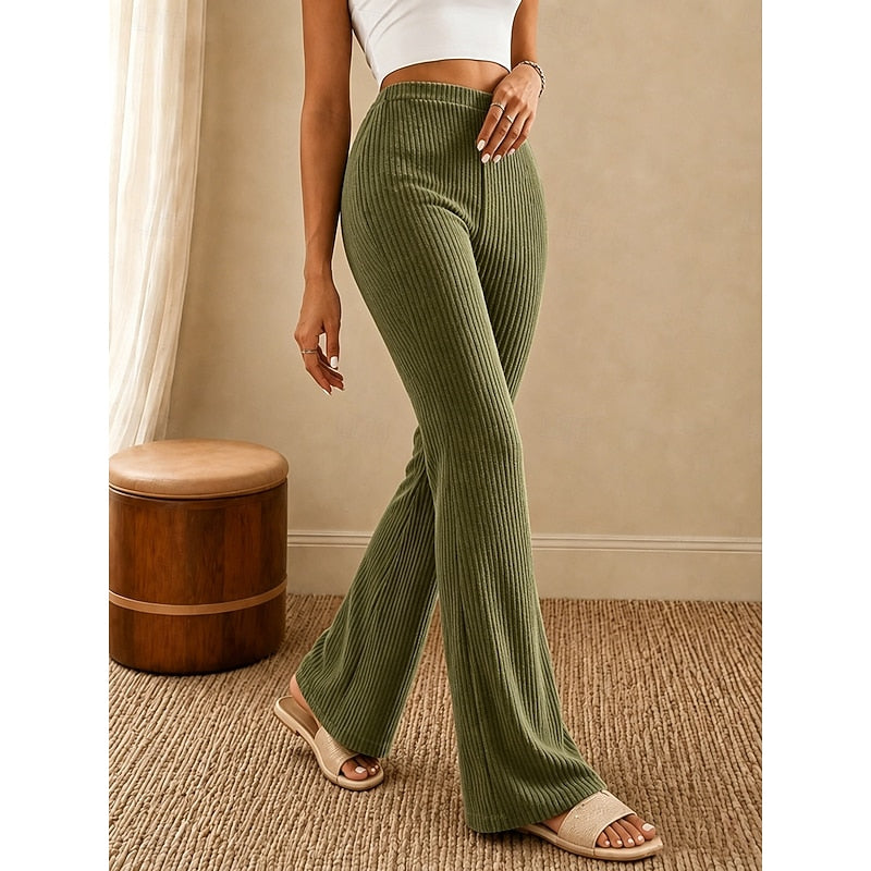 Pantalon côtelé évasé à taille haute — Amielle Paris