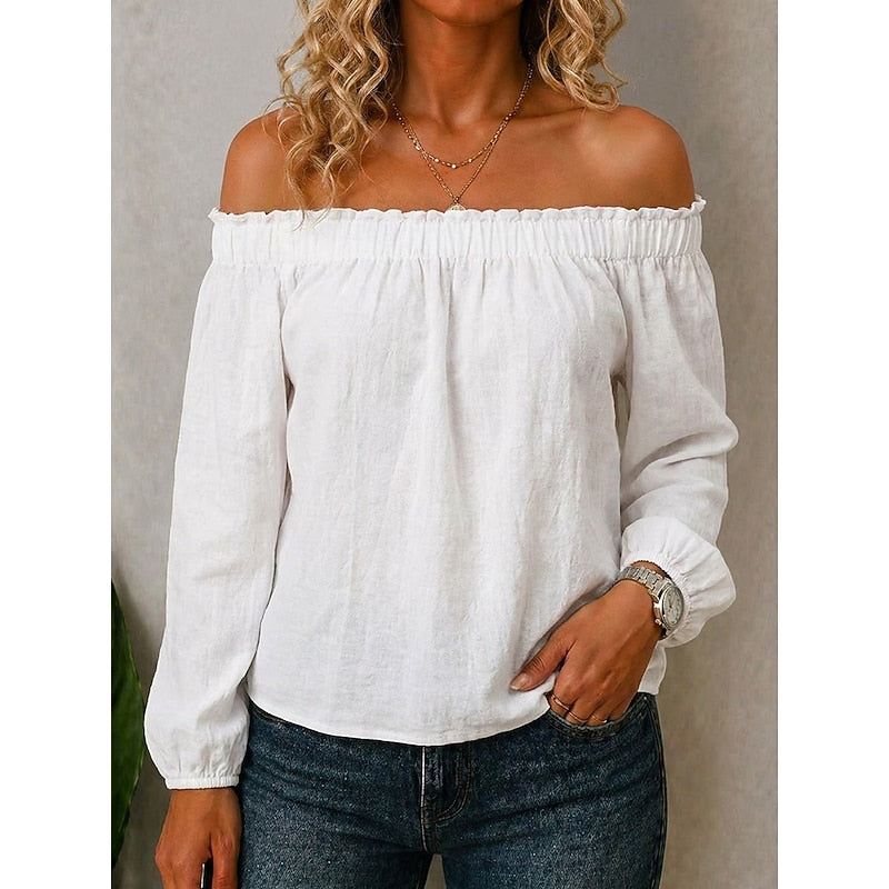 Blouse à épaules dénudées et volants — Amielle Paris