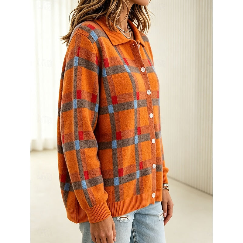 Gilet boutonné à carreaux multicolores — Amielle Paris