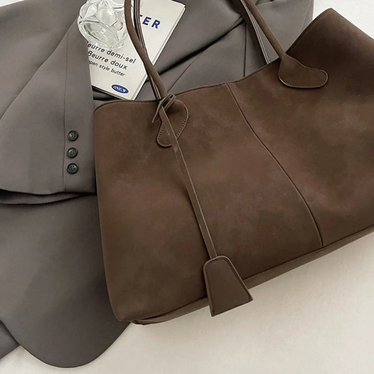 Lina | Sac cabas en suédine vegan