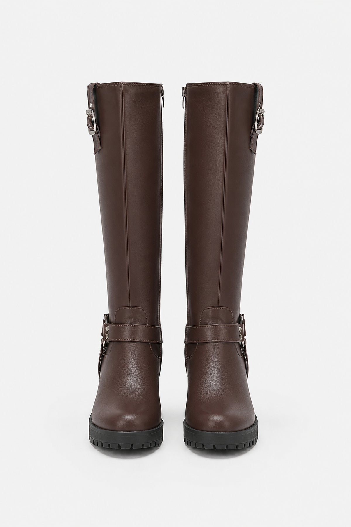 Bottes motardes à boucles et semelle crantée
