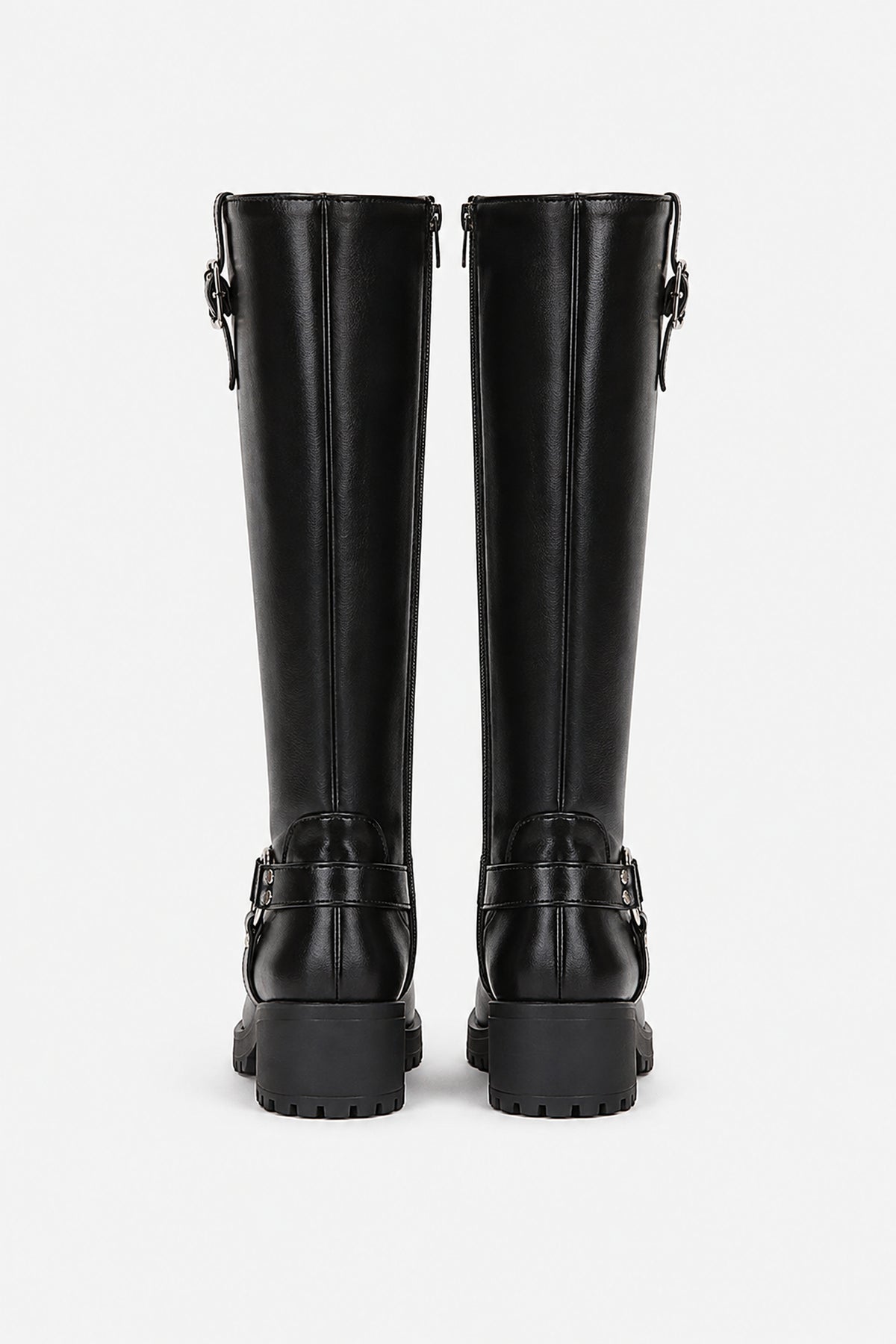 Bottes motardes à boucles et semelle crantée
