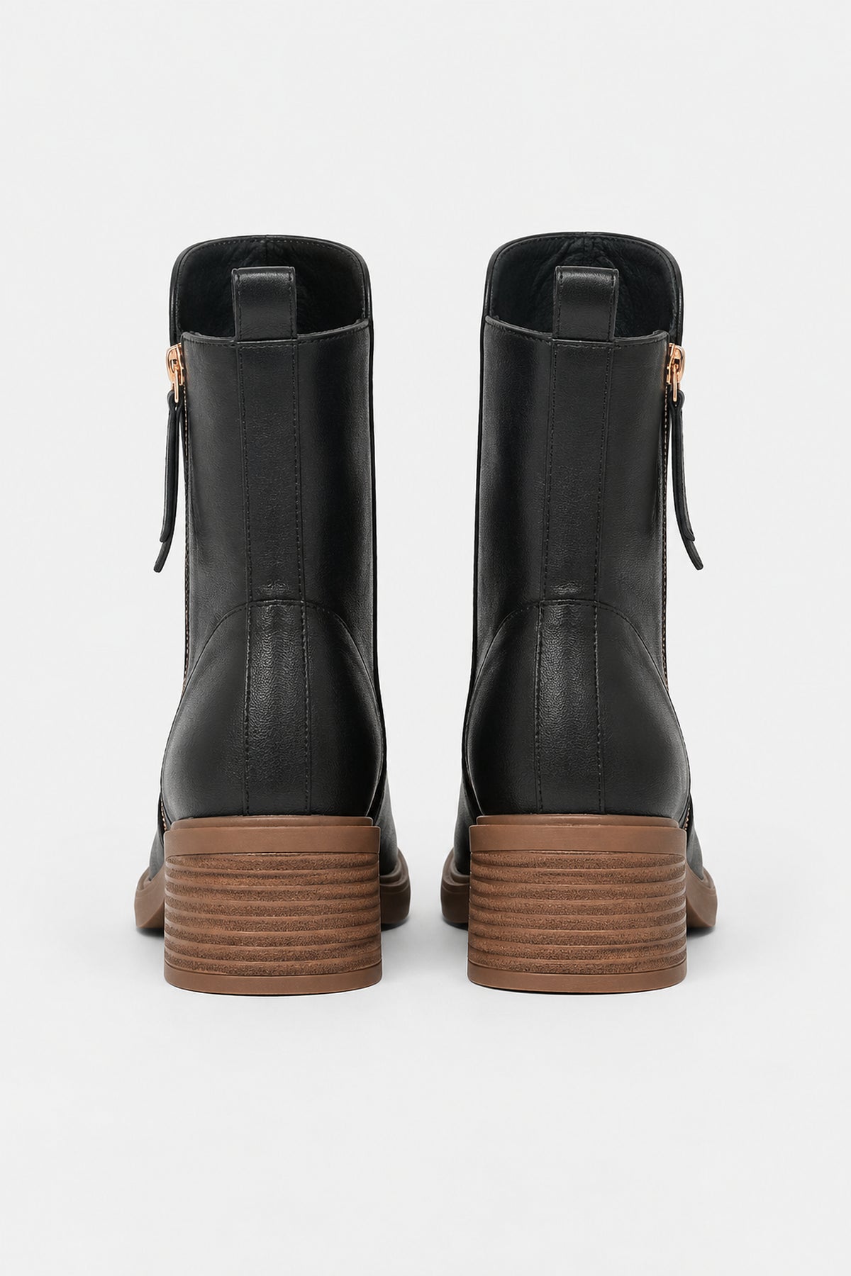 Bottines à talon bloc et zip doré