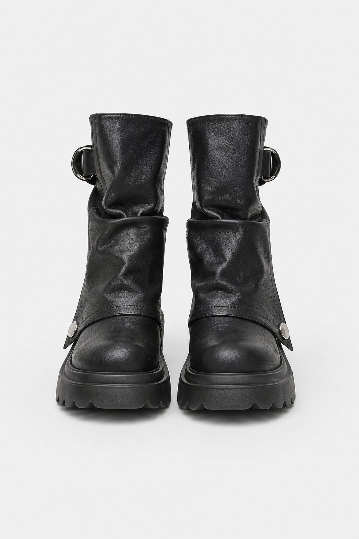 Bottines biker à plateforme crantée