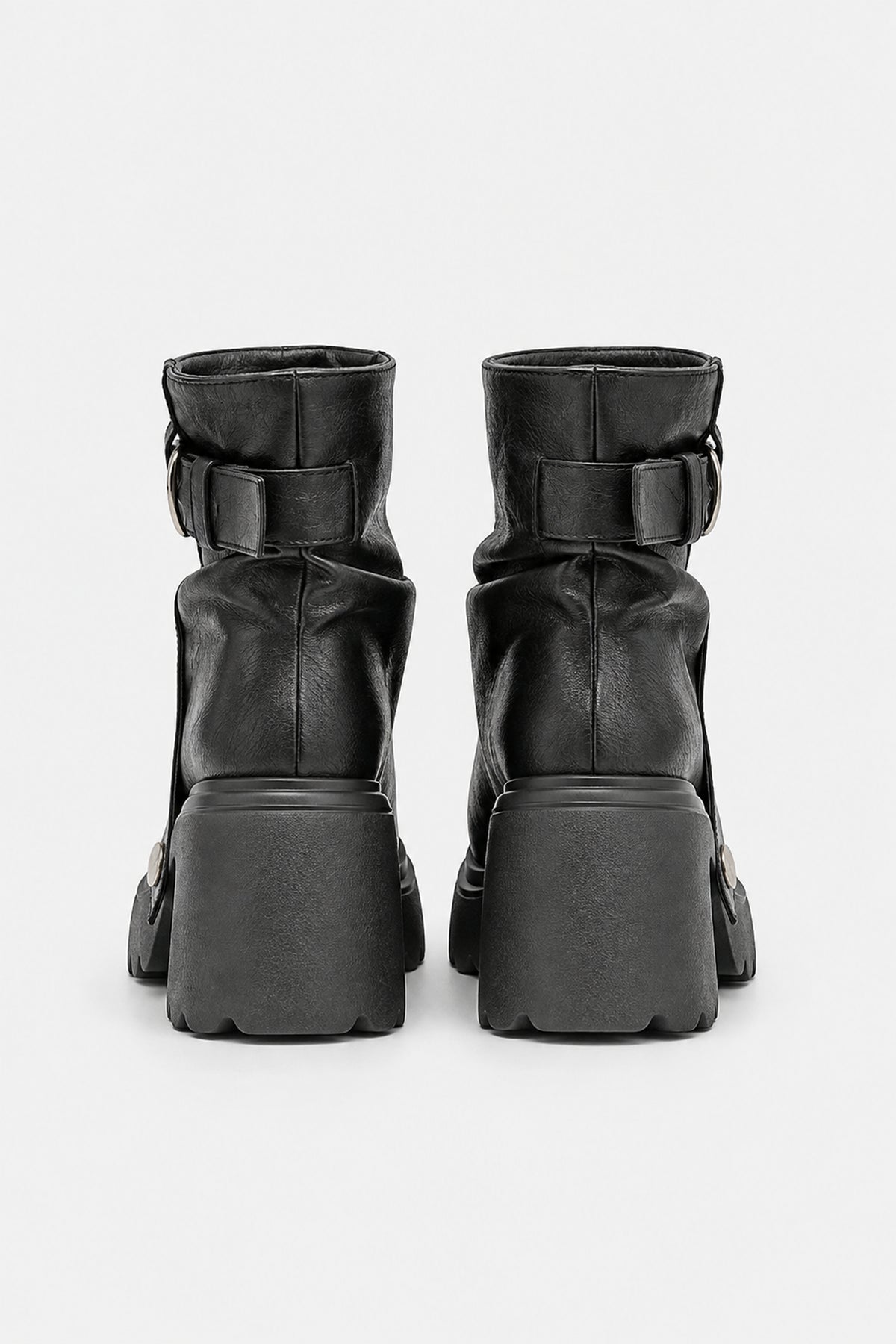 Bottines biker à plateforme crantée