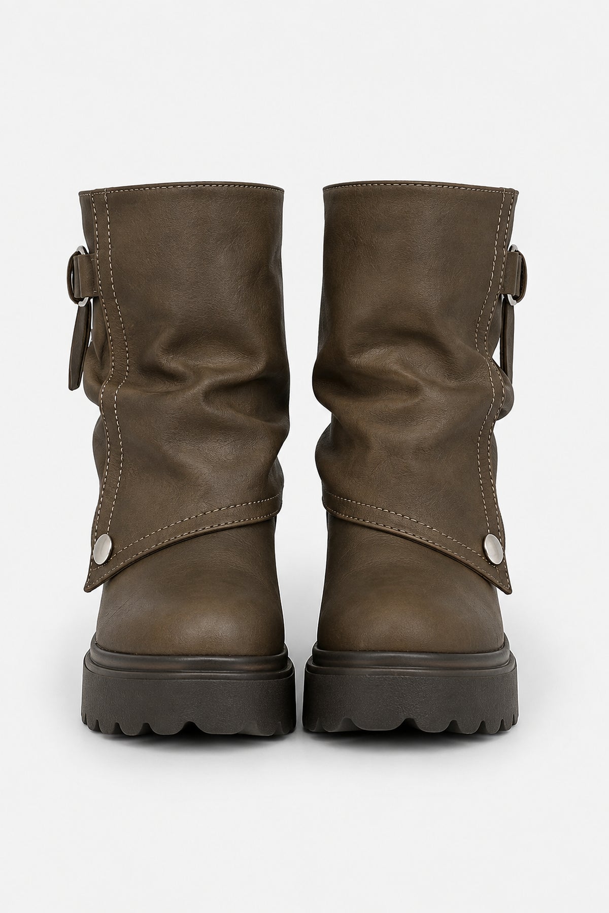 Bottines biker à plateforme crantée