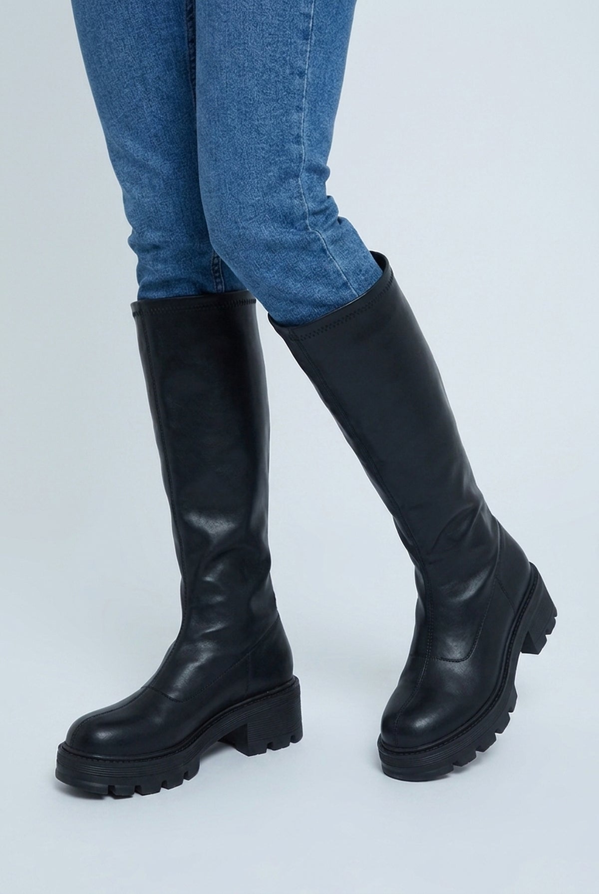 Bottes hautes à plateforme et talon bloc