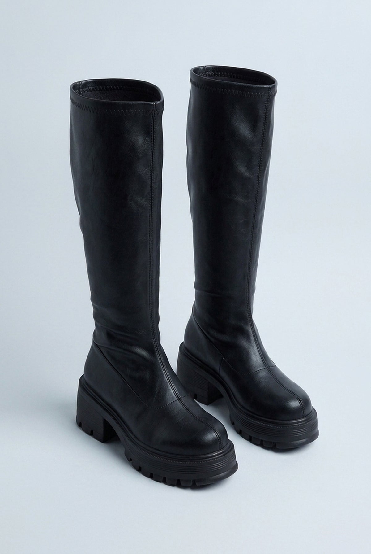 Bottes hautes à plateforme et talon bloc