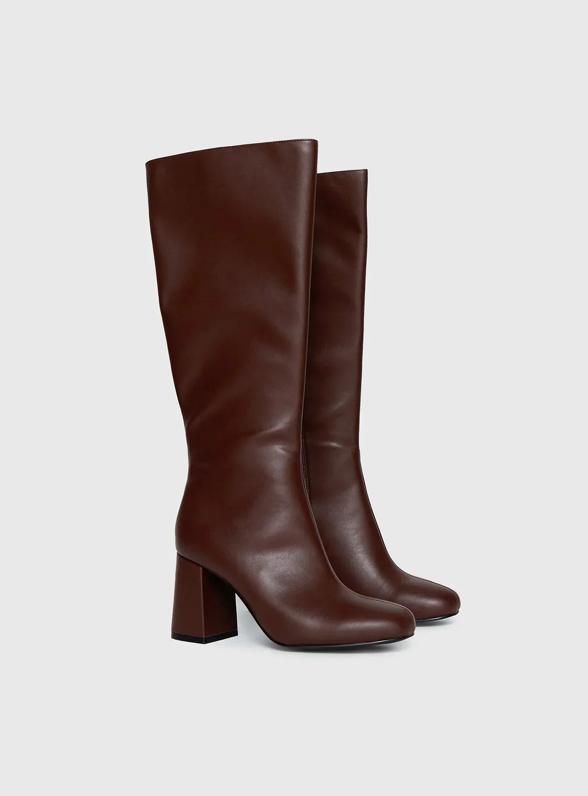 Bottes hautes à talon bloc et bout rond