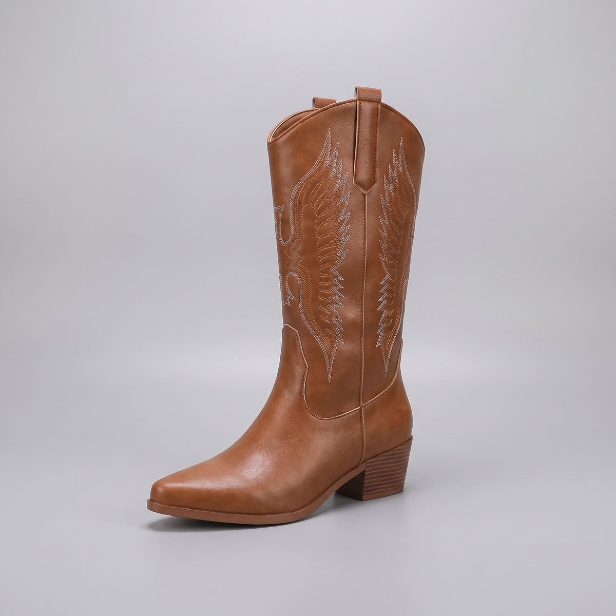 Bottes santiags brodées à talon bloc