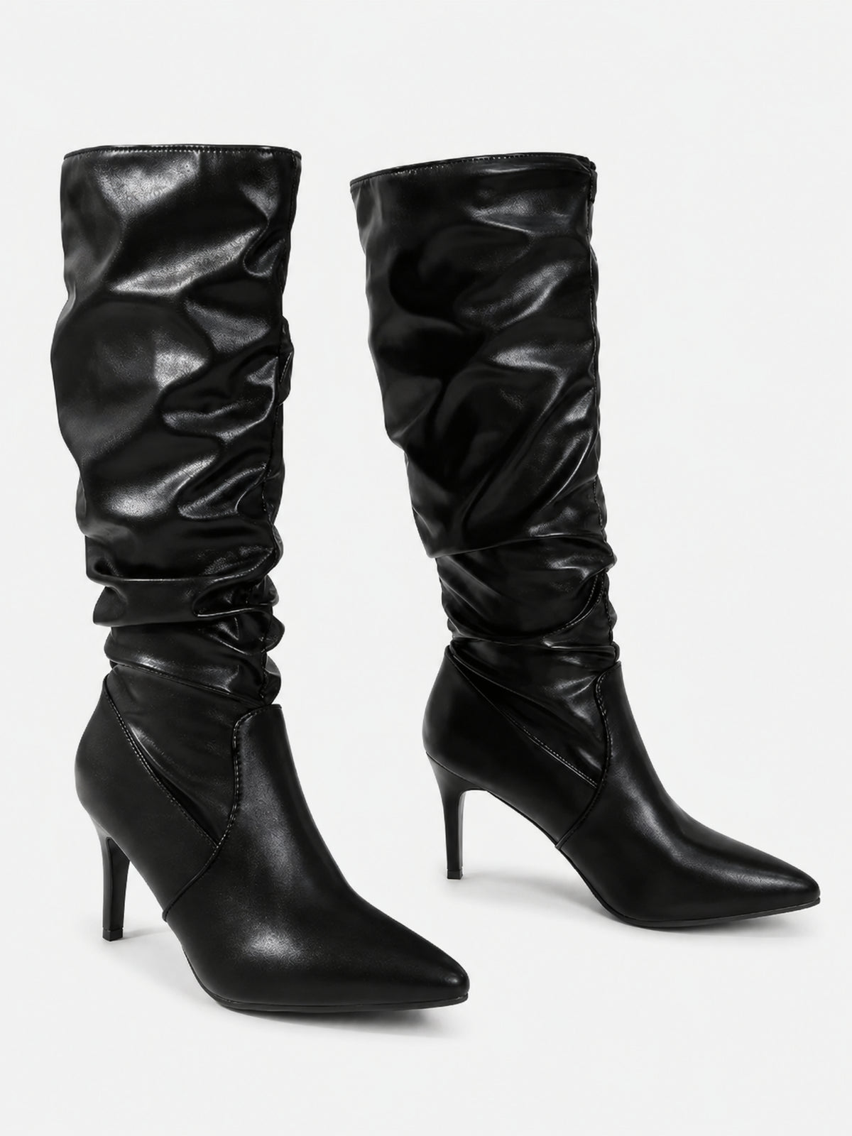 Bottes plissées à talon aiguille