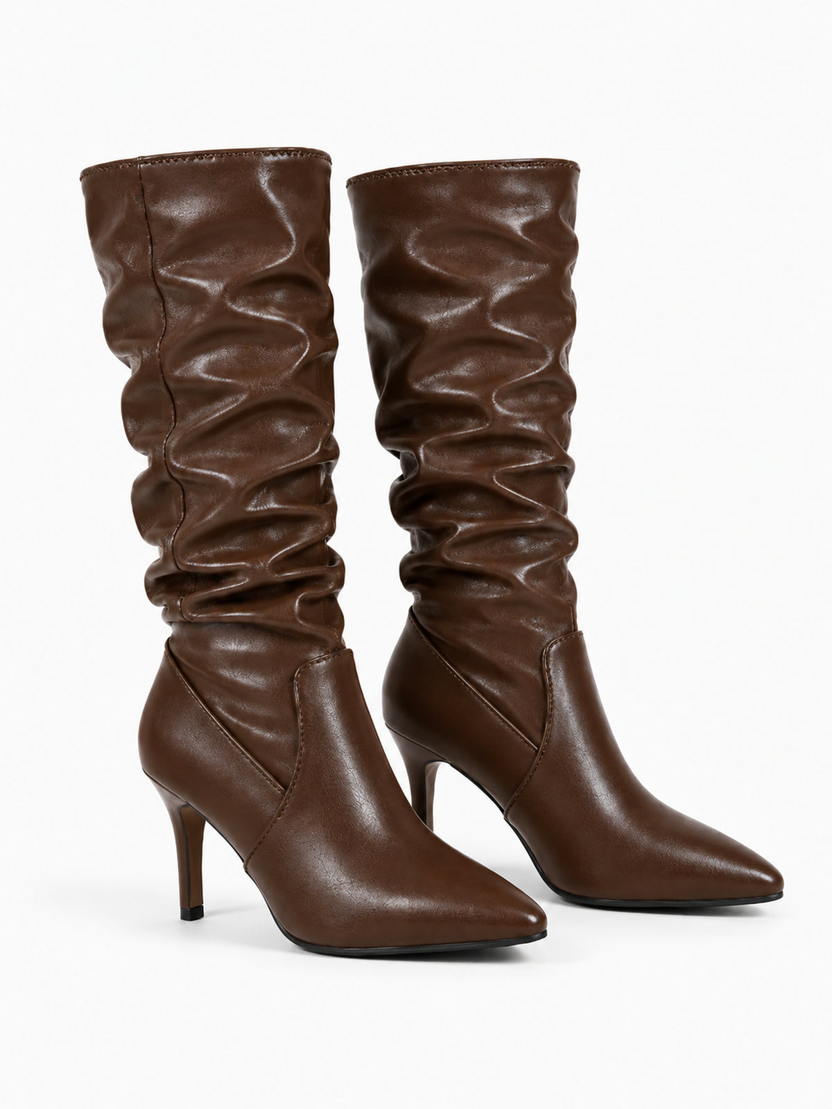 Bottes plissées à talon aiguille