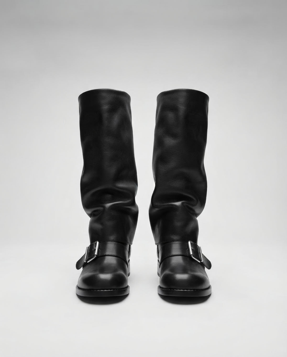 Bottes mi-hautes à boucle style motard