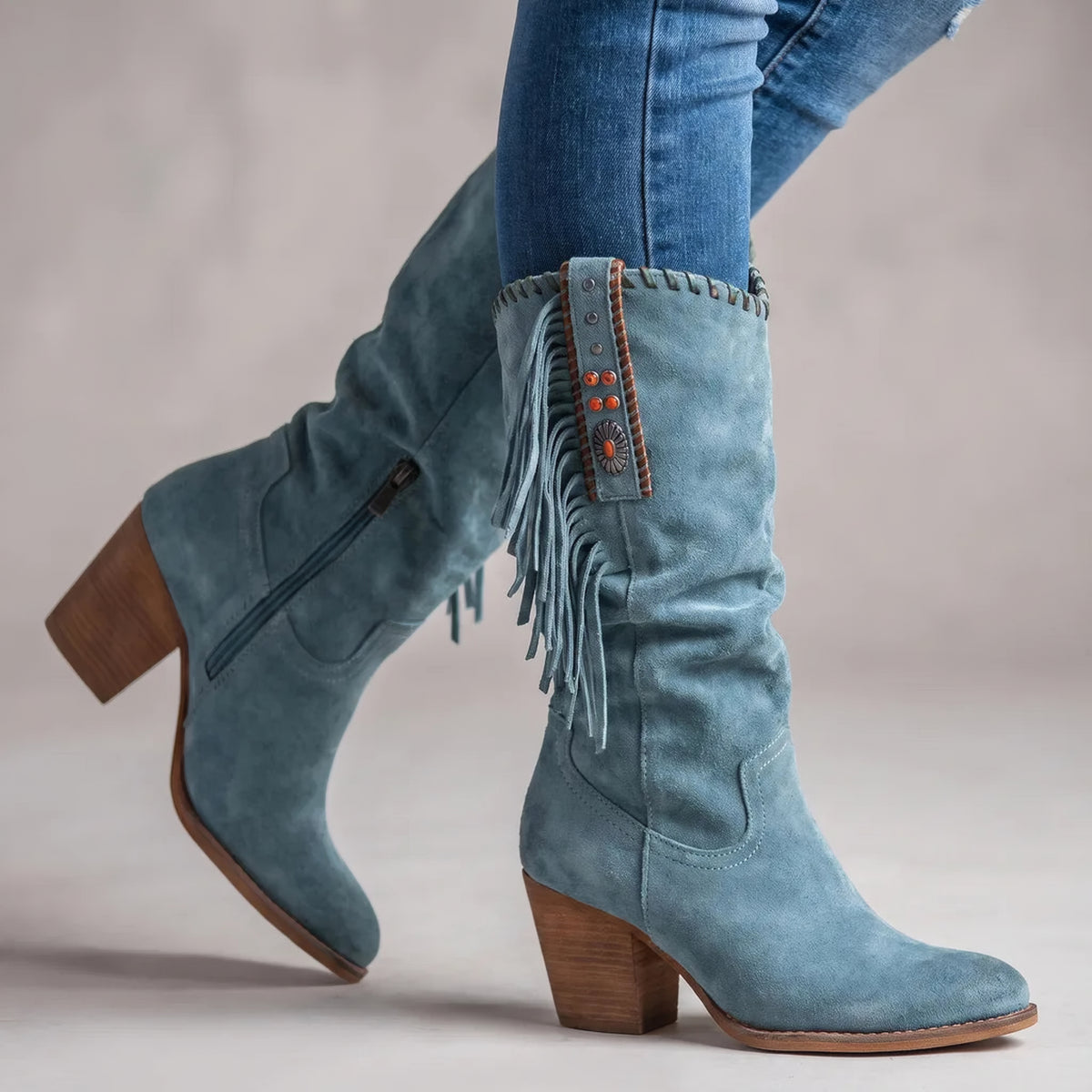 Bottes hautes à franges effet daim