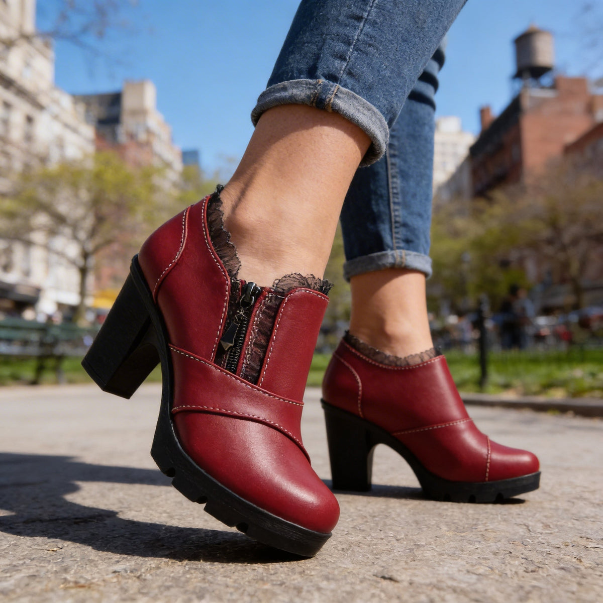 Violaine | Bottines plateforme à détail dentelle