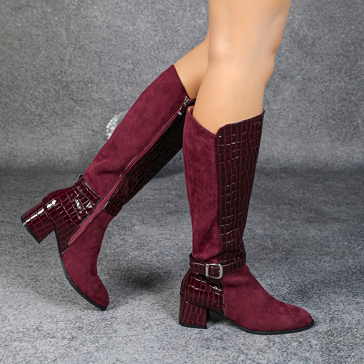 Camille | Bottes hautes effet croco