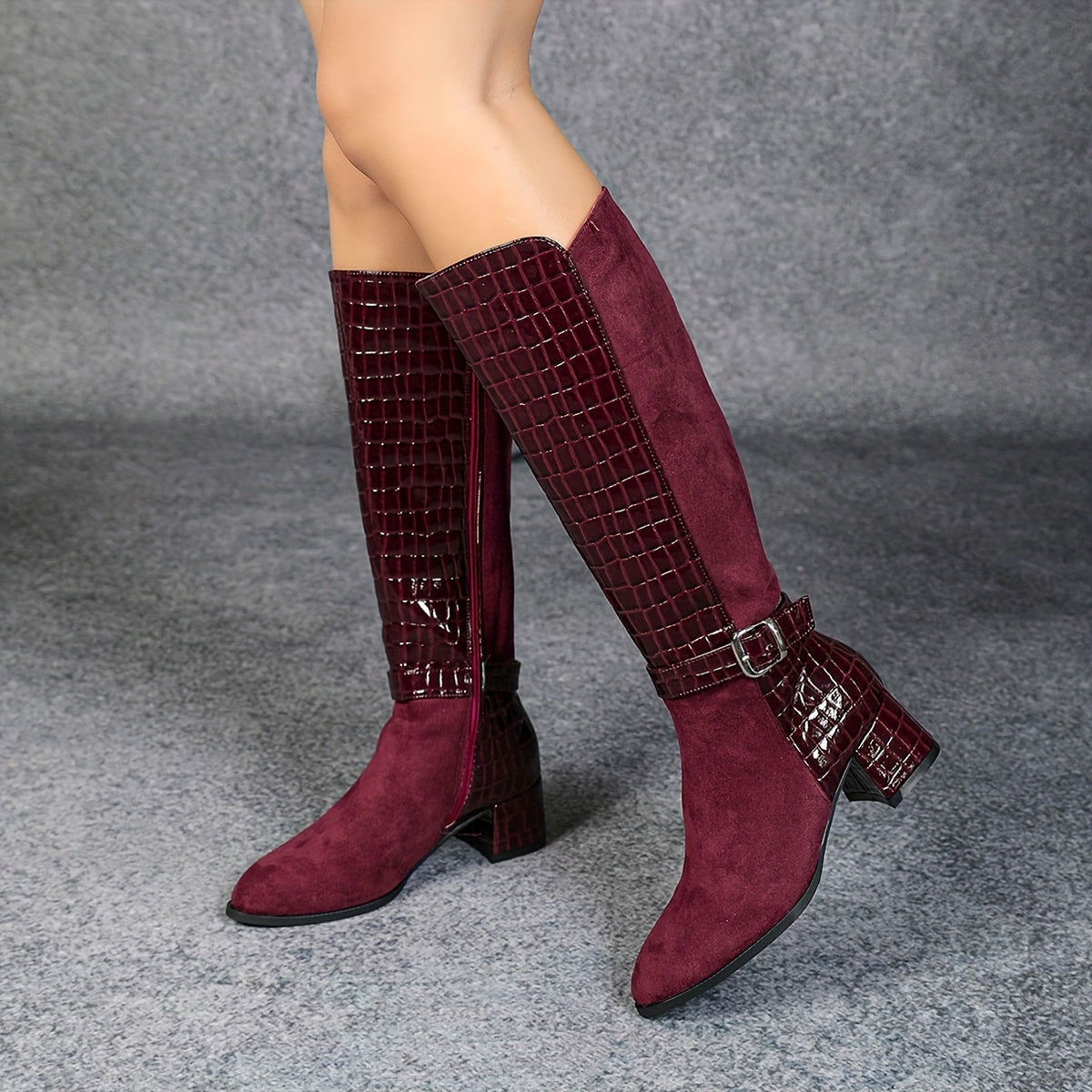 Camille | Bottes hautes effet croco