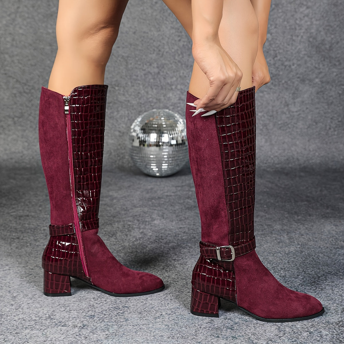 Camille | Bottes hautes effet croco