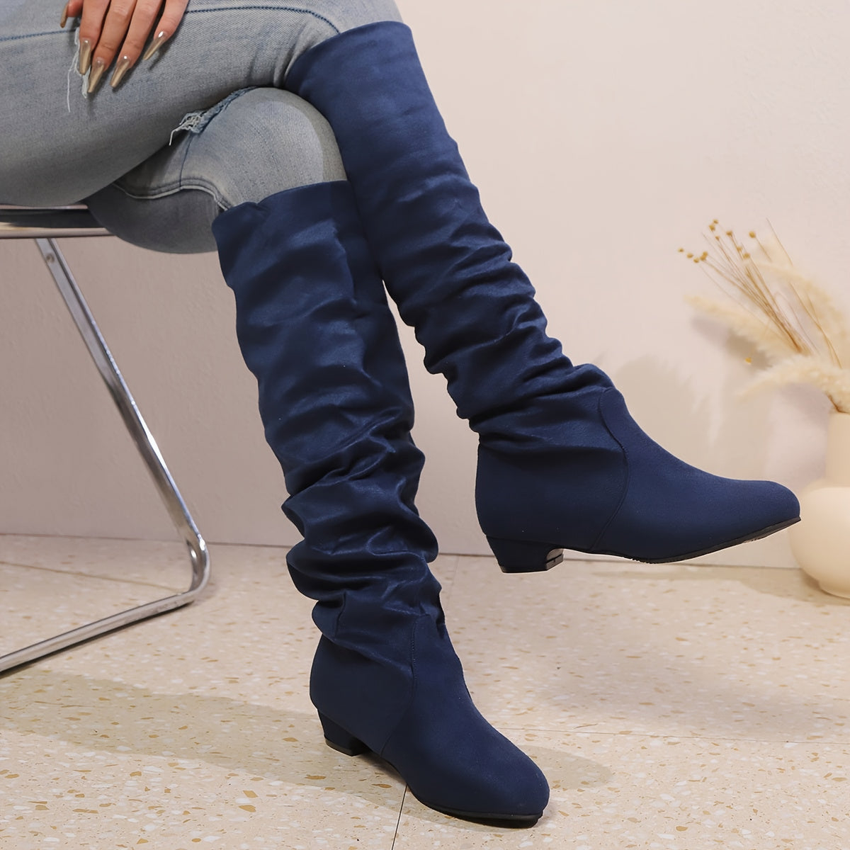 Camille | Bottes plissées à talon bas
